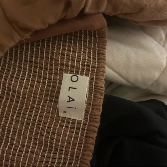 100% linen camel Puff Sleeve Maxi Dress - Picture 3 of 3